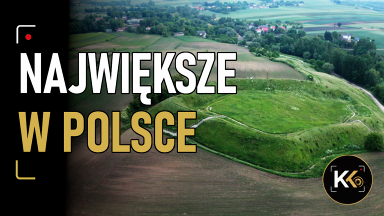 Grodzisko w Stradowie i jego ziemne wały widziane z drona